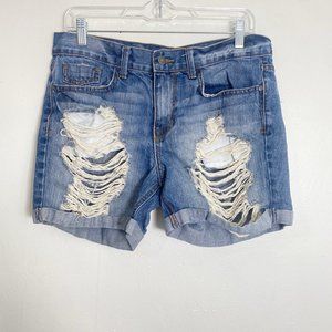 Pistola Jean Shorts Womens M Blue Cuffed Destressed